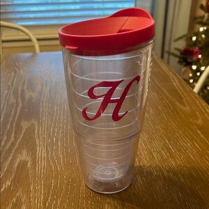H Tervis Hot Pink Lidded Tumbler with Monogram